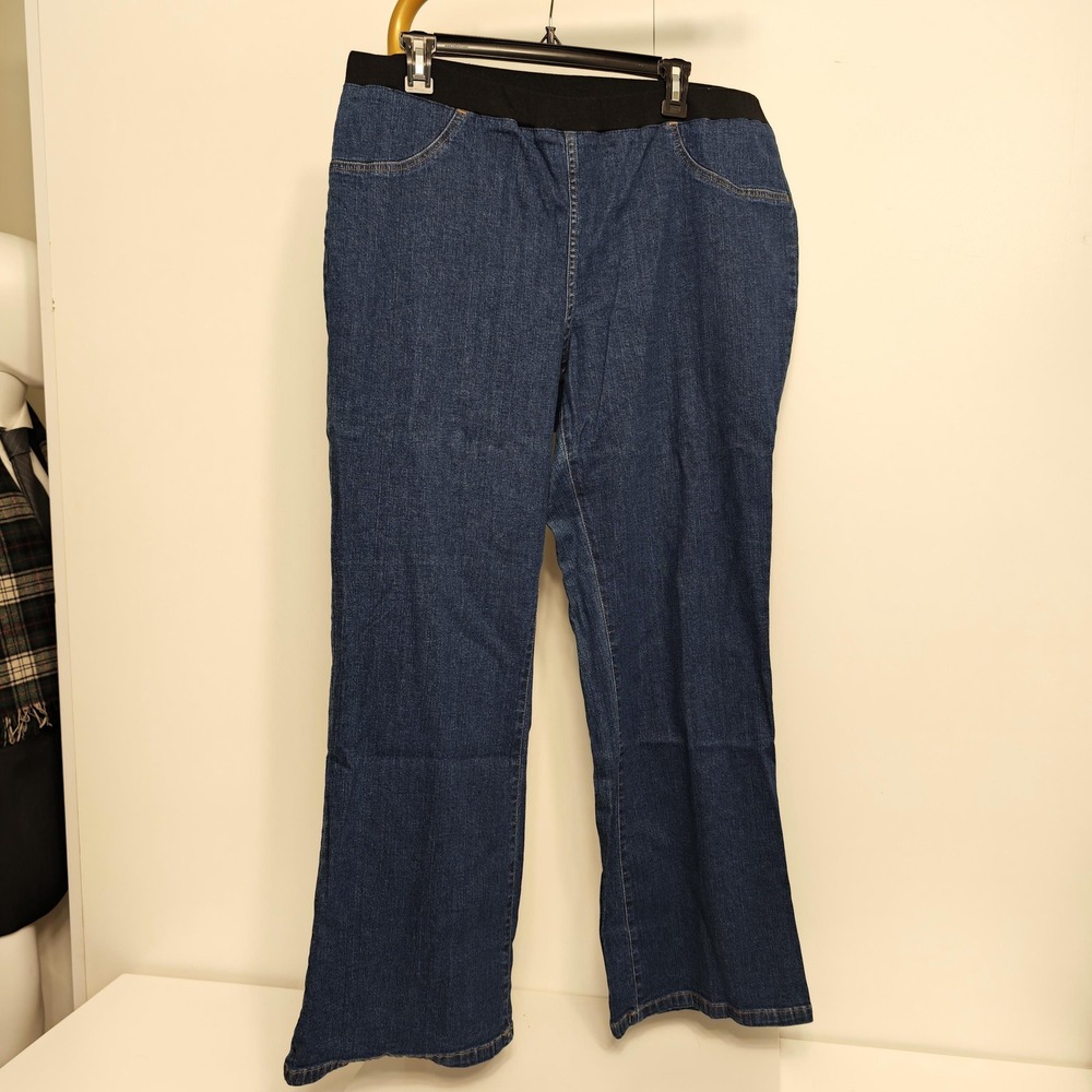 Denim 24/7 Dark Wash Wide Leg Jeans‎ 18WP Stretch Waist Jeggings 49-0217-7